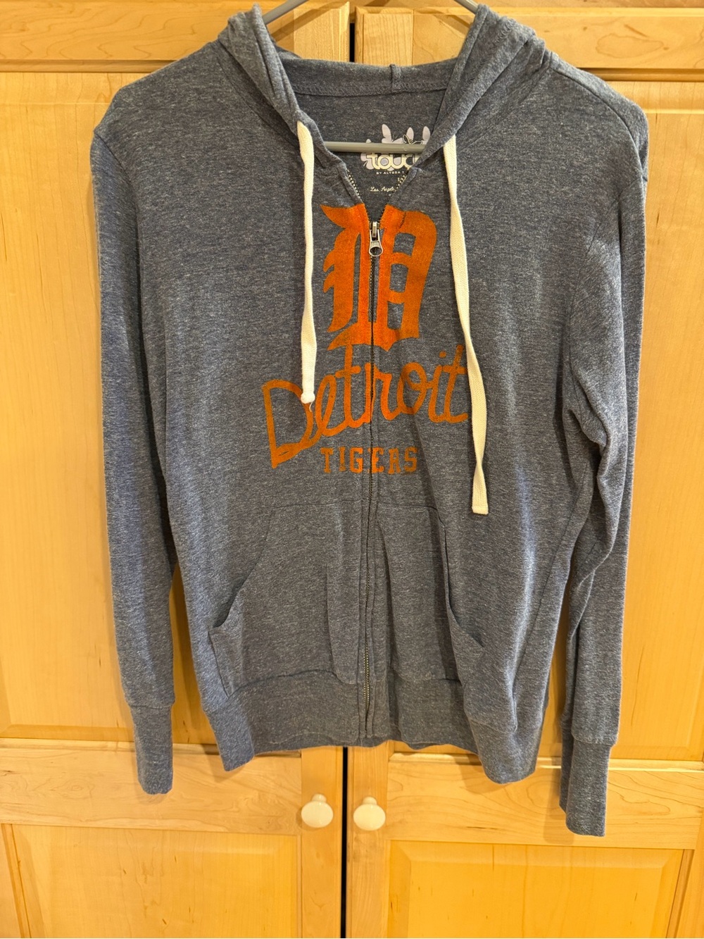 Detroit Tigers Women’s Blue Zip Hoodie with Orange Logo
